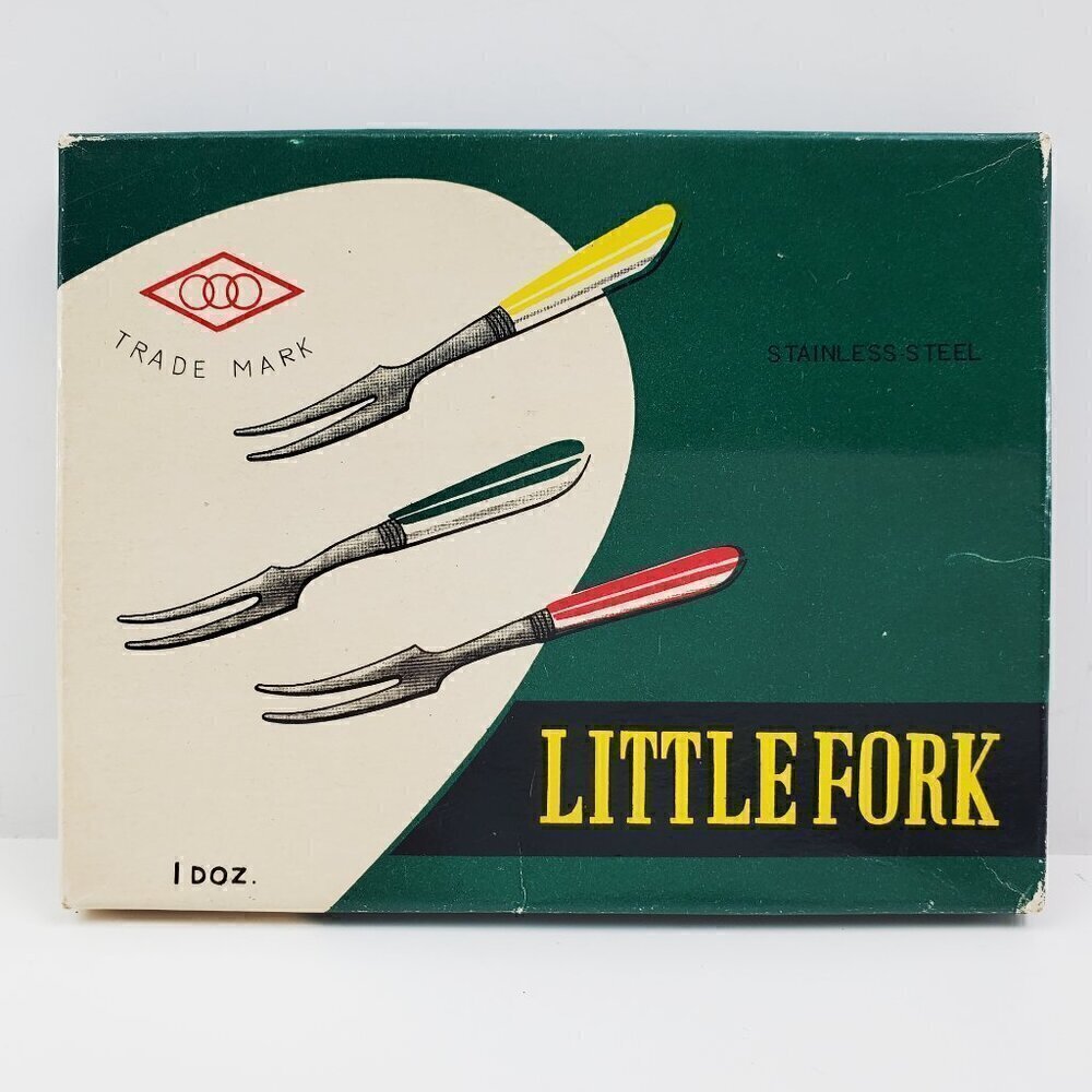 German Cocktail Little Forks Vintage Rostfrei Stainless Steel No. 866 Set 12 MCM - Picture 8 of 12
